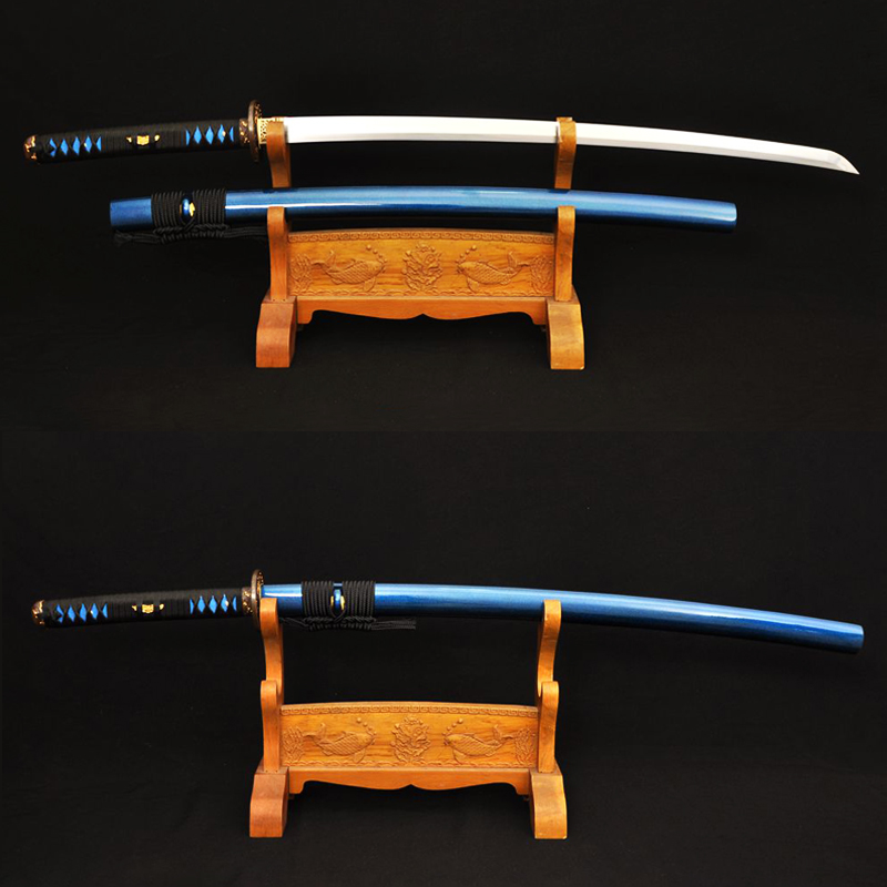Folded Steel KATANA Handmade Japanese Samurai Sword Clay Tempered Blade